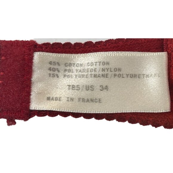 Capucine Red Lace French-Made Sheer Bra Size 34 - Picture 3 of 6